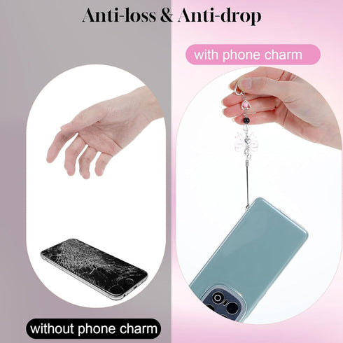 Mabor 2Pcs Y2K Pink Cell Phone Charms Cute Butterfly Heart Bow Shape Cellphone Case Charm Strap Aesthetic Accessories
