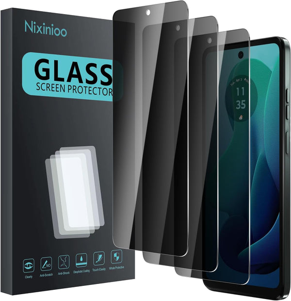 3 Pack Privacy Screen Protector for Motorola Moto G 5G / G Play 5G 2024, Anti Spy Tempered Glass 9H Hardness, Black