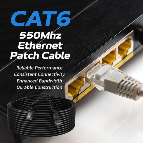 Cables Direct Online Cat6 50FT Ethernet Patch Cable - 550Mhz Internet Wire for PC, Laptop, Modem, Router, Black