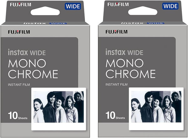 Fujifilm Instax Wide Monochrome Film - 10-Sheets, For Instax Mini Instant, Disposable and Polaroid Camera 2-Pack