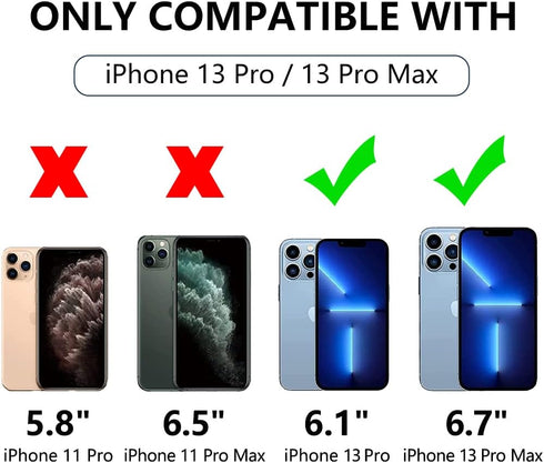 3PCS Rear Camera Lens Protector for iPhone 13 Pro/13 Pro Max, HD Clear Full Coverage Guard