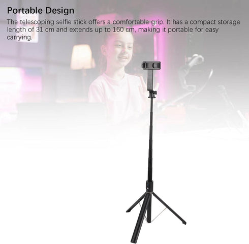 Luqeeg 360 2 All in One Phone Selfie Stick, Degree Rotating Extendable Selfie Stick Tripod with Remote & Lights, Ideal