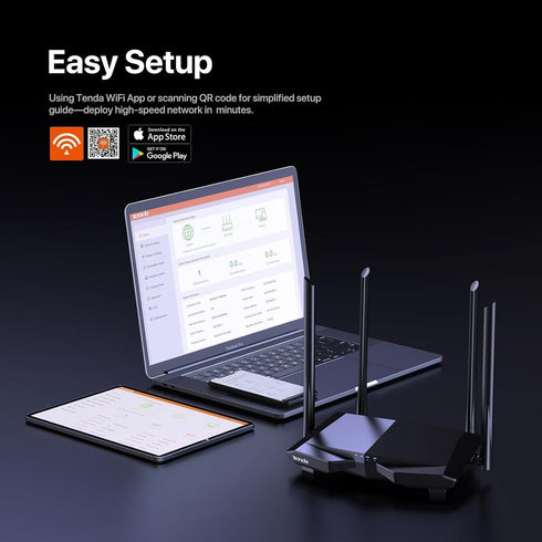Tenda AC1200 4 100 IPv6 Controls(AC6) Smart WiFi Router, High Speed Dual Band Wireless Internet Router with Smart APP