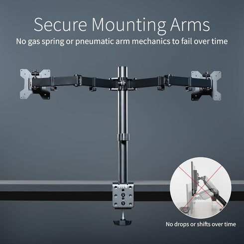 VIVO Heavy Duty Dual Monitor Desk Mount, Fully Adjustable Steel Stand, Holds 2 Screens Up to 30 Inches, Black