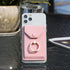 Cell Phone Card Holder RFID Ring Stand Stick on Wallet for Back of Phone, iPhone, Android, All Smartphones - Pink