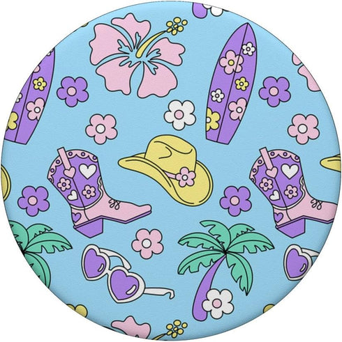 Coastal Cowgirl Aesthetic Cowboy Boots Cowboy Hat with Cute PopSockets Swappable PopGrip