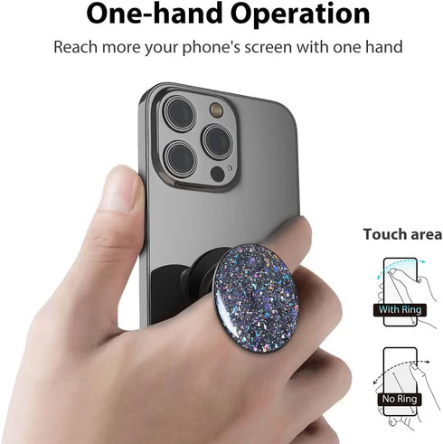 Phone Ring Holder, Adjustable Metal Grip Holder Finger Kickstand, Foldable Cell Phone Rings for iPhone Samsung & Other