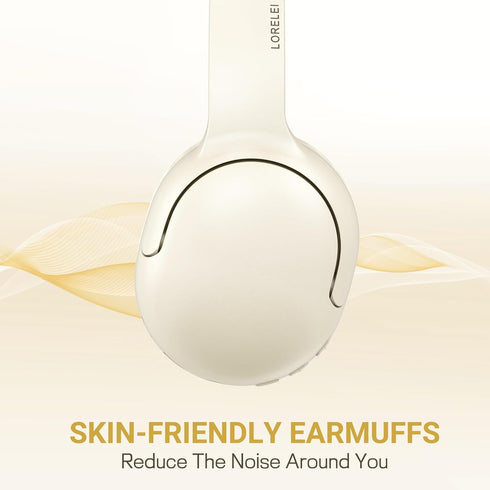 LORELEI B-E5 Kids Bluetooth Headphones, Wireless On-Ear Headsets for Child/Teens/School/Tablet, 40H Playtime, Beige