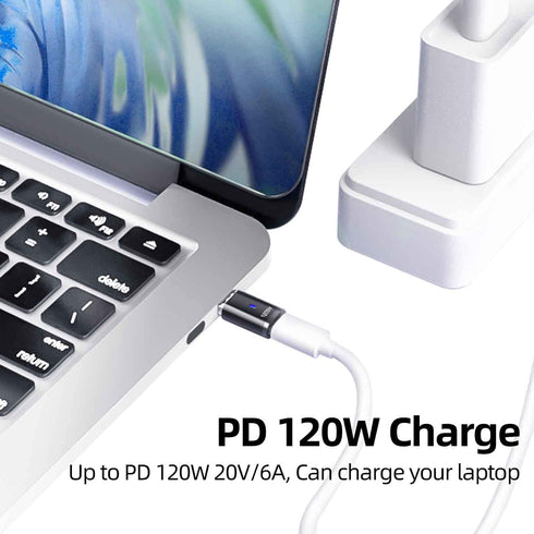 USB C Magnetic Adapter (Straight 2 Packs), USB2.0 Type C Connector with PD 120W Charge
