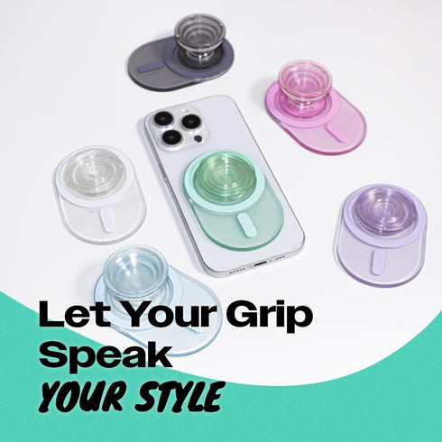 On The Grip Oval Magnetic Phone Grip MagSafe Compatible, Translucent Design, Slim and Lightweight, Grip and Stand