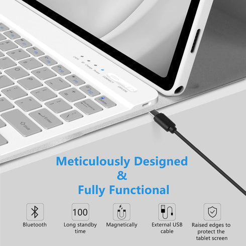 Keyboard Case for Samsung Galaxy Tab A9 Plus - Detachable Wireless Bluetooth Keyboard for 11 Inch 2023 Tablet - Gray