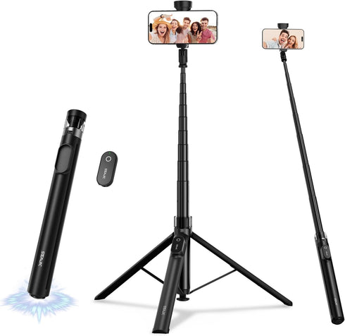 SEAJIC 66" Automatic Phone Tripod Stand with Remote, Cell Phone Tripod for iPhone