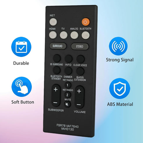 FSR78 VAF7640 VAH0130 Replacement Remote Control for Yamaha ATS-1060, ATS1060, YAS106 Soundbar