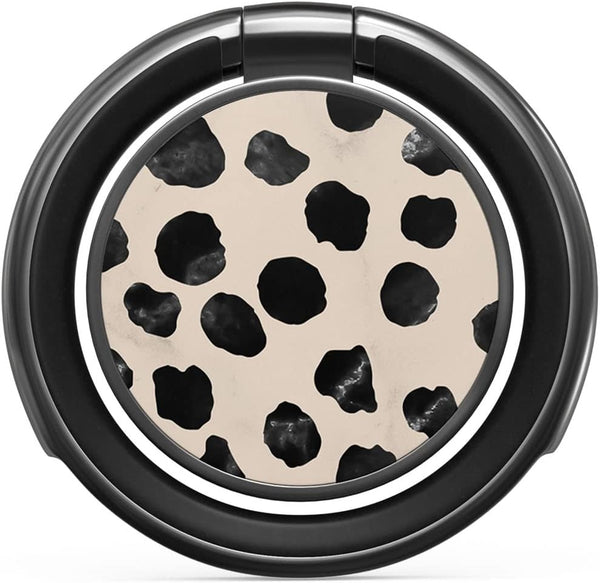 BURGA Stylish Metal Cell Phone Ring Stand Holder, Finger Grip Kickstand 360 Degree Rotation, Black Polka Dots Nude
