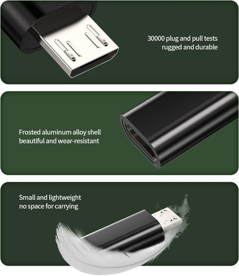 Lightning Female to Micro USB Male Charger Adapter 3 Pack - Android Power Charging Data Sync Cable for Galaxy S7, LG