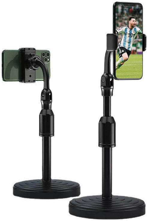 Adjustable Height Cell Phone Holder, 270° Flexible Stand for Desk, Compatible with All Mobile Phones, Black
