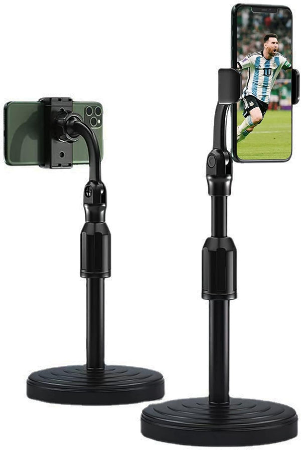 Adjustable Height Cell Phone Holder, 270° Flexible Stand for Desk, Compatible with All Mobile Phones, Black