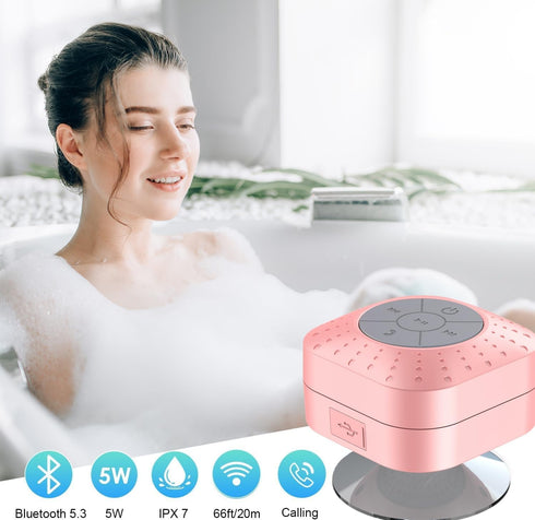 Bizooth Bluetooth Shower Speakers, Suction Cup Mic for Bathroom, Portable Small Wireless Speaker for Outdoor Party