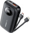 AYEWAY 10,000mAh Mini Portable Charger with Built-in Cable, USB C Fast Charging Power Bank with 4 Outputs, External