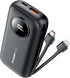 AYEWAY 10,000mAh Mini Portable Charger with Built-in Cable, USB C Fast Charging Power Bank with 4 Outputs, External