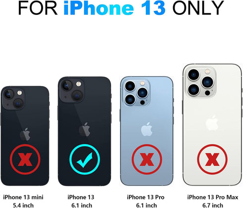Nvollnoe iPhone 13 Case - Heavy Duty Dual Layer, Shockproof, Slim Wallet with Hidden Card Slot for Men & Women (Blue)