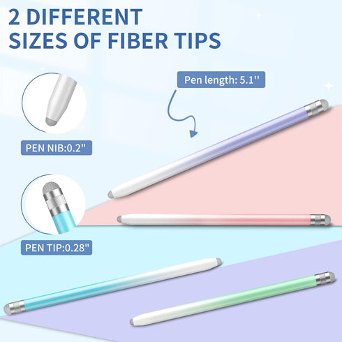 4PCS Stylus Pens for Touch Screens, Precision Double Fiber Tips, Compatible with Apple iPad/iPhone/Android/Tablets