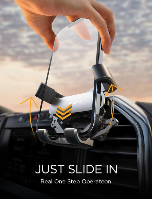 AINOPE Car Phone Holder Mount 2024 Upgrade Gravity Car Phone Mount with Newest Air Vent Clip Auto Lock Hands Free Cell Phone Holder Mount for Car Compatible for iPhone 15 14 Pro Max 13 12 Silver