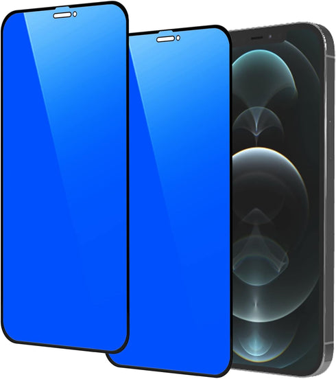 2 Piece Privacy Tempered Glass for iPhone 12 Pro Max 6.7 inch Anti-blue Anti-Spy Screen Protector Mirror Blue