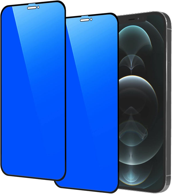 2 Piece Privacy Tempered Glass for iPhone 12 Pro Max 6.7 inch Anti-blue Anti-Spy Screen Protector Mirror Blue