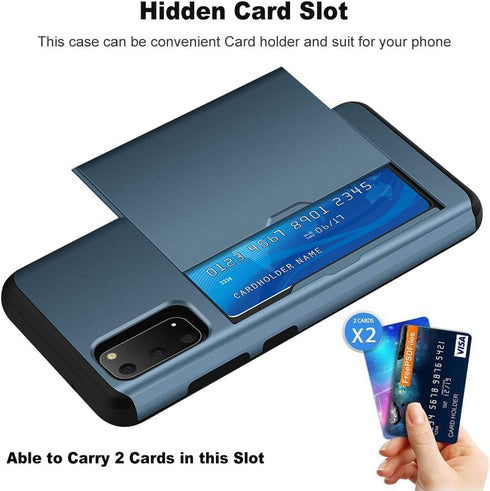 Jiunai Galaxy S20 Case, Wallet Case with Credit Card Holder, Sliding Pocket, Hybrid Shell for Samsung Galaxy S20
