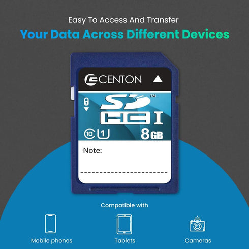 Centon Electronics MP Essential SDHC Card, 8GB UHS1, Ultimate Memory Card for Phones, Tablets, Cameras (5 Bulk Pack)