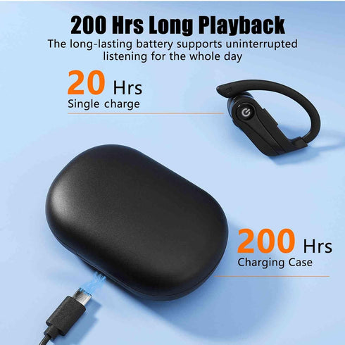 Q63 Wireless Earbuds for Amazon Fire HD 10 (2021), True 5.0 Bluetooth Over Ear Sport Headphones with Charging Case