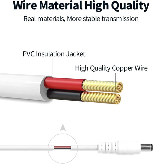Tonton 33Ft 10M 5.5mm 2.1mm 5521 12V 2 Pack) Power Extension Cable x DC Female to Male Compatible with DC Adapter Cord