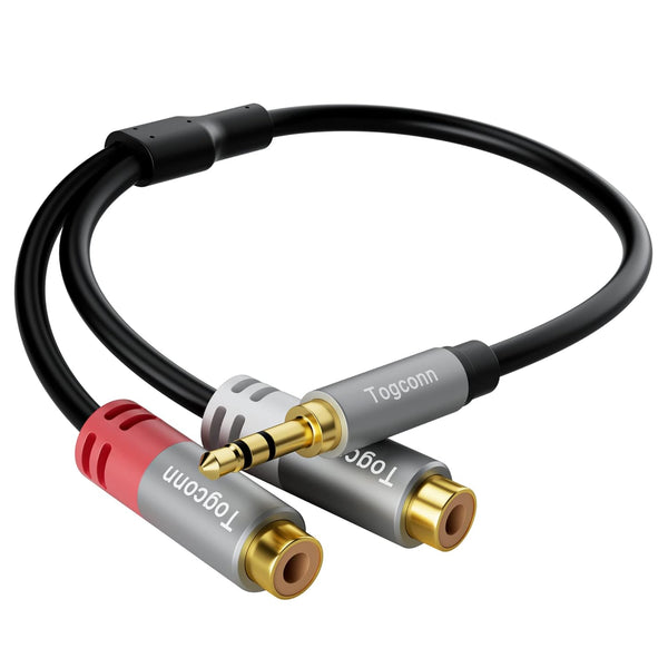 AUX to 2 RCA Y Splitter Cable, 3.5mm Male to 2RCA Female Stereo Audio Adapter, Hi-Fi Sound Cord for iPhone, Tablet,