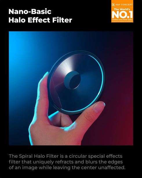 K&F CONCEPT 67mm Spiral Halo Camera Lens Filter, Premium Optical Glass Halo Swirl Special Effect Filter with Cleaning