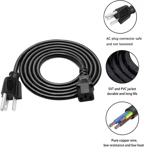 8ft AC Power Cord Replacement for Vizio Smart LCD TV Models VX32L VX20L VX200e VW32L VW42L and More