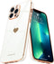 Teageo Cute Love-Heart Luxury Bling Plating Soft Back Cover Case for iPhone 13 Pro Max, White, with Raised Camera