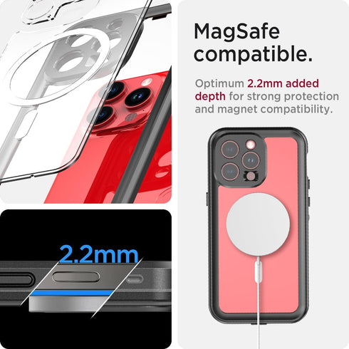 Miimall iPhone 15 Pro Waterproof Case, Built-in Screen Protector, Military Drop Proof, Rugged Cover - Gray