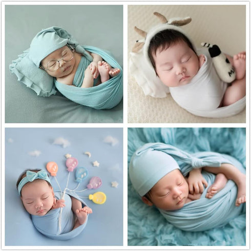 Coberllus Newborn Baby Photo Props Blanket Stretch Without Wrinkle Wrap Milk Velvet Swaddle for Boys Girls Photography