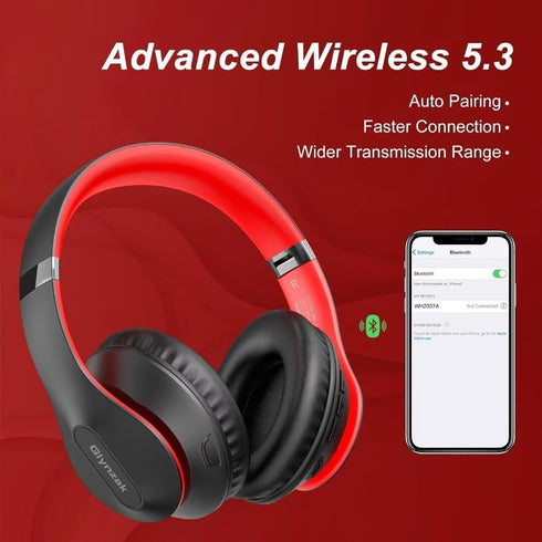 Wireless Bluetooth Headphones Over Ear, 65H Playtime HiFi Stereo Headset with Microphone and 6EQ Modes