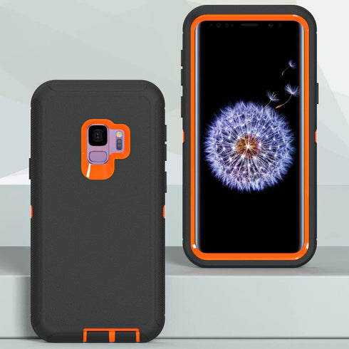 Case for Galaxy S9 Plus, Heavy-Duty Tough Rugged Shockproof Drop Protective Cover Cases for Samsung Galaxy S9 Plus, Black+Orange