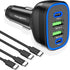72W 4-Port USB C Super Fast Car Charger for iPhone 16 Pro Max/Plus, Samsung Galaxy S24 Ultra, Google Pixel 9, Multi Port