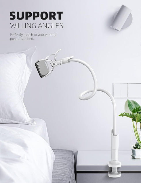 Lamicall Gooseneck Phone Holder - Adjustable Mount for 4-7'' Smartphones and Desktops, Non-Slip Base