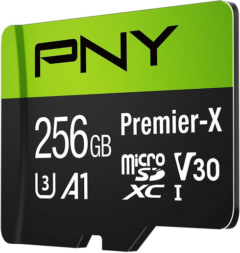 PNY 256GB Premier-X microSDXC Flash Memory Card - Class 10 U3 V30, 100MB/s, A1, 4K UHD, Full HD, UHS-I