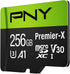 PNY 256GB Premier-X microSDXC Flash Memory Card - Class 10 U3 V30, 100MB/s, A1, 4K UHD, Full HD, UHS-I