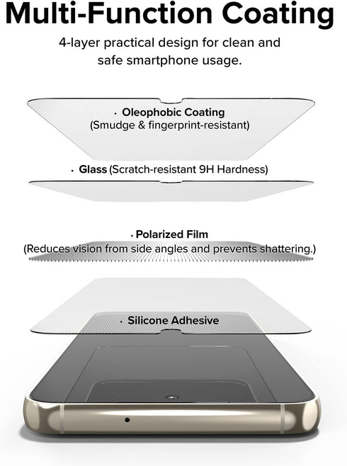 Ringke Privacy Glass Screen Protector for Samsung Galaxy S23 Plus 5G, Premium Quality Tempered Glass with Easy