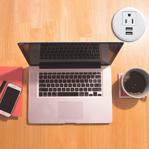 Maggie Desktop Power Grommet with 2 USB Charging Ports, 2inch Hole Table Power Outlet, 6.5ft Extension Cord, 1 Outlet