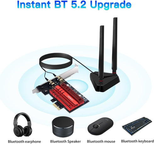 WiFi 6E AX210 PCIe WiFi Card for Gaming PC, Tri-Band Wireless Adapter for Desktop, Bluetooth 5.3