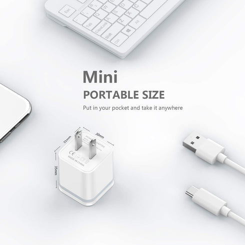 USB Wall Charger, LUOATIP 3-Pack 2.1A/5V Dual Port USB Cube Power Adapter for iPhone 13 12 11 Pro Max, Samsung, LG,