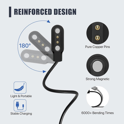 2-Pack Smart Watch Charger Magnetic, Compatible with WalkerFit Smart Watch A1/A1 PRO/A1 MAX/A2 PRO, Black